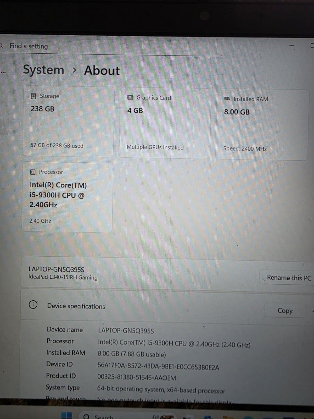 Lenovo Ideapad L340 15  - Intel Core i5 9th Gen Processor - NVIDIA GeForce 1650