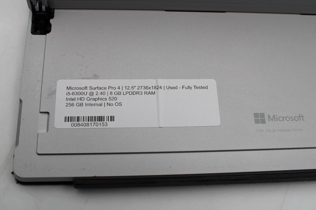 Microsoft Surface Pro 4 _ i5-6300U _ 8GB RAM _ 256GB Internal SSD _ No AC