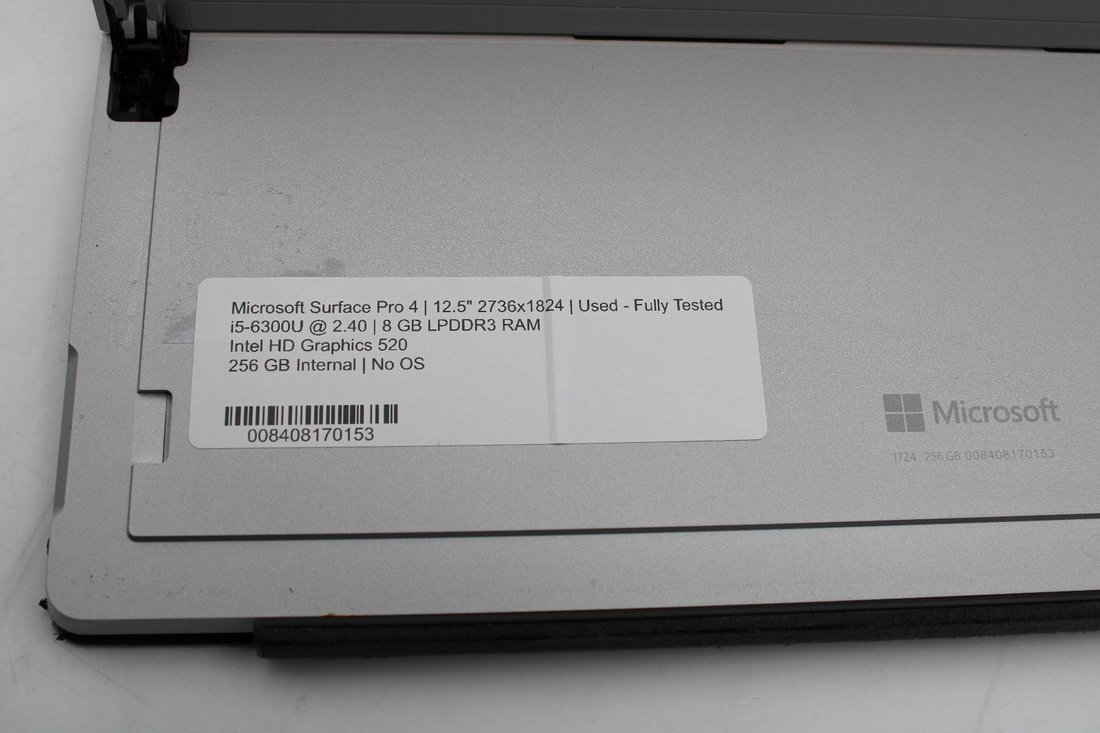 Microsoft Surface Pro 4 _ i5-6300U _ 8GB RAM _ 256GB Internal SSD _ No AC